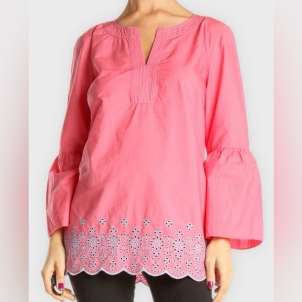 Talbots Pink Bohemian Eyelit Top NWT Size Large